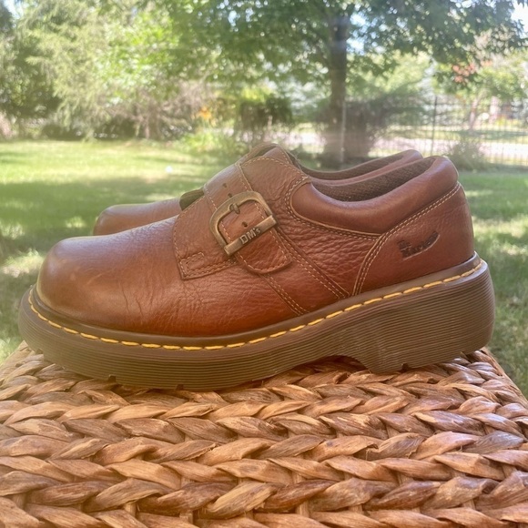 Dr. Martens 3A78 Brown Grizzly Leather Monk Strap Y2K Chunky Y2K Platform Oxford - Picture 5 of 10